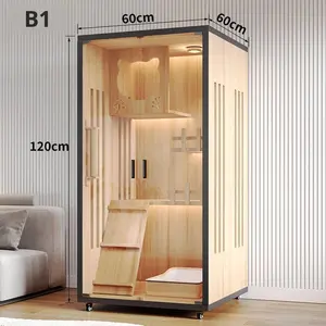 Castillo Villa de <span class=keywords><strong>Madera</strong></span> Maciza para Gatos Estilo Exterior <span class=keywords><strong>Jaula</strong></span> para Mascotas con Nido de Cierre de Botón y Gabinete Casa para Mascotas de Calidad - Product Image 6