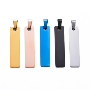Vente chaude pour le commerce extérieur : Pendentif rectangulaire en acier inoxydable, accessoires, lettrage lisse, pendentif long, porte-clés DIY - Product Image 5