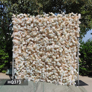 Mur de fleurs artificielles en tissu de haute qualité, blanc, pour décorations de mariage - Product Image 2