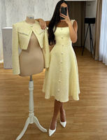Ensemble de mode en tweed AELESEEN pour femme, automne-hiver, manteau à sequins amincissant élégant + robe midi, ensemble deux pièces élégant