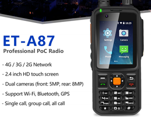 ET-A87 POC global radio walkie talkie transceiver. GPS ,BLUETOOTH,WIFI ' DUAL <b>CAMERA</b>,4G/3G/2G - Product Image 5