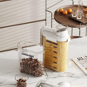 Récipient <span class=keywords><strong>de</strong></span> stockage hermétique pour riz, céréales, aliments secs, farine, distributeur <span class=keywords><strong>de</strong></span> nourriture pour chien et chat avec tasse à mesurer, boîte en plastique pour la cuisine - Product Image 6