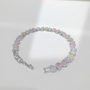 custom plata 925 <b>Silver</b> Marquise Cut party Tennis <b>Bracelet</b> Women Romantic Flower Design Claw Setting colorful zircon <b>bracelets</b> - Product Image 2