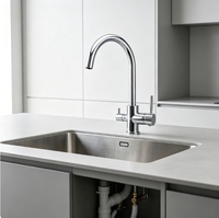 Robinet de cuisine 3 en 1 en acier inoxydable au design moderne, robinet mélangeur à trois voies pour eau potable