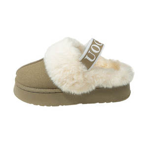 2025 sıcak toptan kabarık kürk ev peluş katır pamuk Faux süet kalın ayakkabı kızlar bayanlar için terlik için sıcak slaytlar kış - Product Image 1