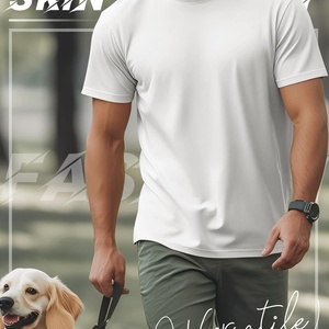 Men's Big & Tall 100% Cotton Quick Dry Breathable Short Sleeve Crew Neck T-Shirts Sublimation <b>Transfer</b> Print Custom Logos - Product Image 5