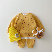 Ensembles de vêtements en coton pour bébé coréen, ensemble de vêtements en coton gaufré de deux pièces pour enfants garçons et filles, survêtement hauts + pantalons, 2022