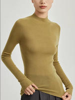 Pull en maille fine gris pour femme, coupe ajustée, en laine mérinos recyclée et cachemire fin, col rond, avec logo personnalisé, vente en gros