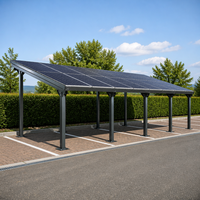 Abri solaire pour 4 voitures, auvent de stationnement solaire en acier galvanisé avec panneaux photovoltaïques pour usage industriel
