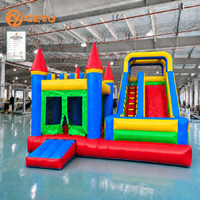Château Gonflable Coloré Ceyu avec Toboggan Double et Tour, Idéal pour Fêtes et Location Commerciale – Jaune, Bleu, Vert – Vente Directe Usine