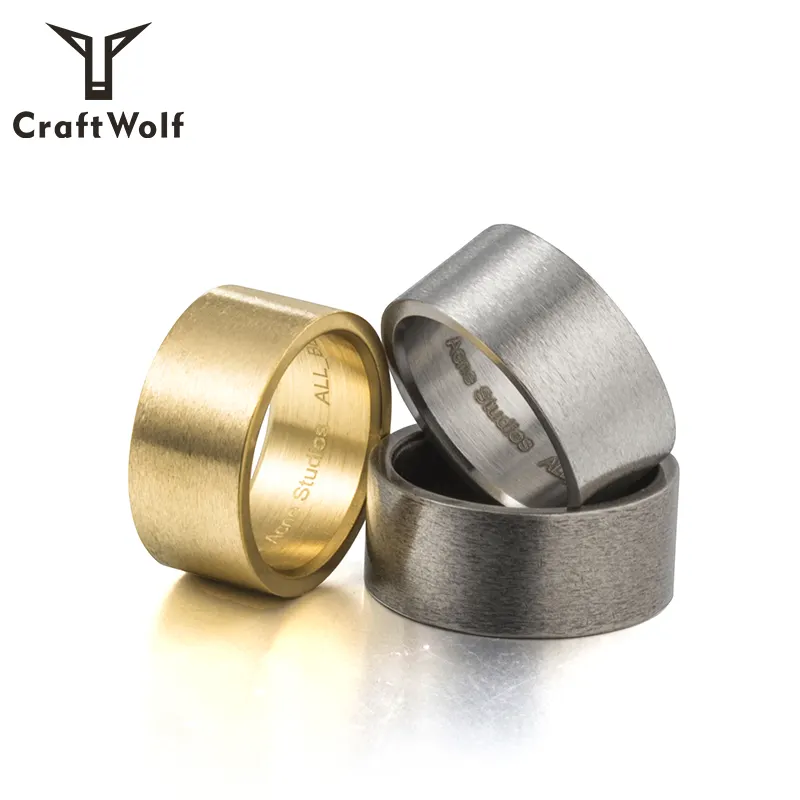 Craft Wolf Trang Sức Thời Trang Tùy Chỉnh Vàng Bạc Đen Titanium Thép Không Gỉ Vintage Signet Nhẫn Ngón Tay Cho Phụ Nữ Đàn Ông