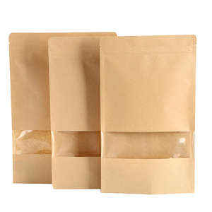 Bolsa de papel Kraft autosuficiente para té, nueces, embalaje de alimentos, diseño de ventana abierta con característica de impresión de huecograbado de materiales reciclados - Product Image 1