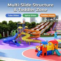 Structure de jeu en bois et nylon de qualité commerciale avec toboggan en spirale et pont en corde pour écoles, parcs et centres de villégiature