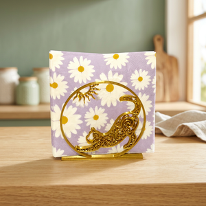 Porte-serviettes rond en plastique doré moderne imprimé en 3D avec motif soleil et chat, accessoire de table décoratif par Moderinna - Product Image 3