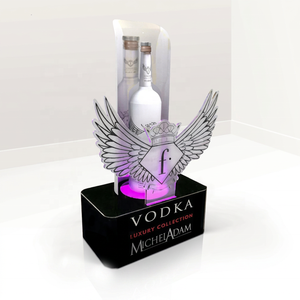 Wholesale Tabletop LED Liquor Display Stand Custom Illuminated Acrylic Bottle Rack with Logo for <b>Bars</b> and Liquor Stores - Product Image 1