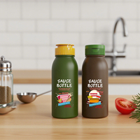 Bouteille à rabat personnalisable pour vinaigrette, mayonnaise, ketchup, sauce, stockage, contenant en plastique de qualité alimentaire avec bouchon à rabat