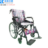 AJ-103S_20 Fauteuil roulant manuel en acier pour aide à la mobilité des patients, avec frein à main, certifié CE, garantie 1 an, léger