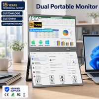 Moniteur LCD double pliable 15,6 pouces 1080P IPS, extension portable pour ordinateur portable, support VESA, Type-C, HDR, haut-parleur intégré, usage professionnel