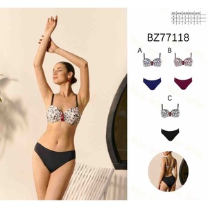 Conjunto de bikini HDJ con estampado floral, cintura alta, control de abdomen, talla grande, traje de baño para mujer BZ77118 - Product Image 1