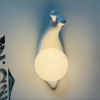 Applique Murale LED en Résine Style Designer, Motif Escargot, Peinte à la Main, avec Détecteur de Mouvement, Intensité Réglable, Lumière Blanche Chaude, Lampe Décorative