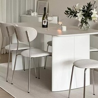 Ensemble table et chaises de salle à manger moderne en pierre, extensible et pliable, résistant à la chaleur et aux rayures, design compact pour petites écoles et hôtels