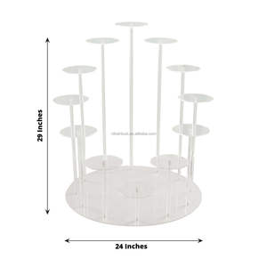 NIKA Présentoir à desserts en acrylique transparent à 12 bras de 29 pouces de haut Plateau <span class=keywords><strong>rond</strong></span> multicouche Support à gâteaux pour cupcakes - Product Image 2