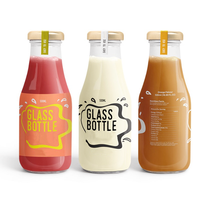 Bouteille en Verre Vide de Jus et de Lait 150ml 250ml 500ml 1L Transparente avec Couvercle en Métal pour Boissons — Vente en Gros