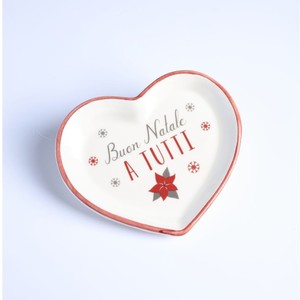 Piatto a Forma di Cuore con Messaggio Natalizio 'Buon Natale a Tutti', Stoviglie Decorative per la Stagione Festiva - Product Image 1