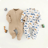 Combinaison en fibre de bambou biologique, nouveau design, pour nouveau-nés et tout-petits, vêtements de bébé basiques, manches longues, fermeture éclair