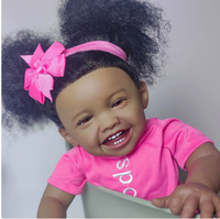 Poupée Reborn MILA de 24 pouces, peau foncée, réaliste, afro-américaine, simulation de bébé, jouet pour enfants, cadeau de collection