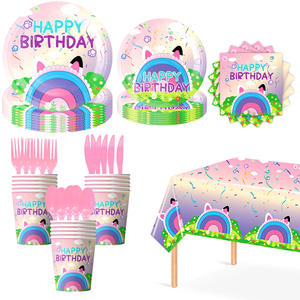 Juego de suministros para fiesta de cumpleaños para niños con tema mágico de <span class=keywords><strong>Gaby</strong></span> que incluye vajilla, platos, tazas y pancarta decorativa con globos - Product Image 3