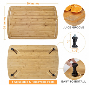 Bán tốt nhất biểu tượng tùy chỉnh lớn Hữu Cơ tre gỗ cắt Board Set với chân có thể tháo rời - Product Image 5