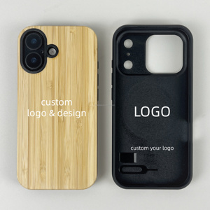 Coque mobile personnalisée en bois pour Iphone13 14 15 16 17 Pro matériau en bois véritable Design de luxe cadre Invisible coque de téléphone Android - Product Image 2