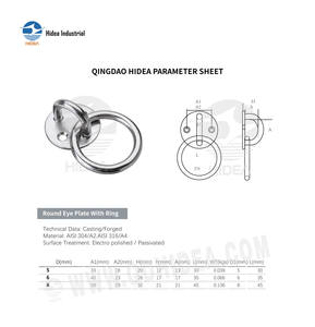 Anillo de Montaje en Pared de Grado Marino, Gancho para <span class=keywords><strong>Cuerda</strong></span> de Yoga, Placa de Anclaje AISI 304 316, Placa Redonda de Acero Inoxidable Altamente Pulido con Anillo - Product Image 2