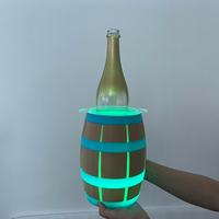 Seau à glace LED rechargeable en acrylique, forme baril, durable, écologique, lumineux RGB, refroidisseur de vin pour bouteille unique, champagne, bière