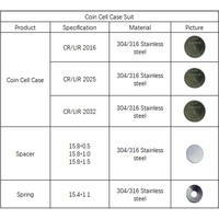 Rondelles Belleville à ressort en acier inoxydable 304 de 15,4*1,1 mm pour piles bouton CR2032, pour la recherche sur les piles bouton, marque ATSM, 100 pièces/sac