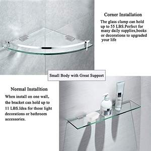 Accesorios de baño de montaje en pared ajustable Soporte de abrazadera de vidrio de <span class=keywords><strong>acero</strong></span> <span class=keywords><strong>inoxidable</strong></span> 304 Soporte de estante de vidrio de 0,32 "-0,48" - Product Image 4