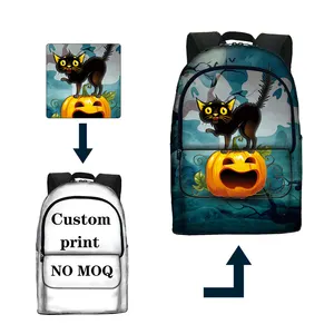 Designer Wholesale Custom Backpacks Halloween Pattern School Bags For Teenagers Boys Print Your Own Backpack