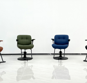 Silla de Barbero Hidráulica de Cuero Amarillo Moderna en Oferta, Silla de Peluquería Ajustable para Salón de Belleza - Product Image 4