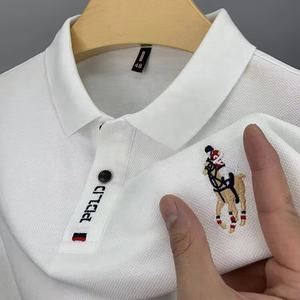 Maglietta estiva da <span class=keywords><strong>uomo</strong></span> a <span class=keywords><strong>maniche</strong></span> <span class=keywords><strong>corte</strong></span> con ricamo Casual POLO Turndown t-Shirt da <span class=keywords><strong>uomo</strong></span> giovane e di mezza età <span class=keywords><strong>taglie</strong></span> <span class=keywords><strong>forti</strong></span> t-Shirt - Product Image 3