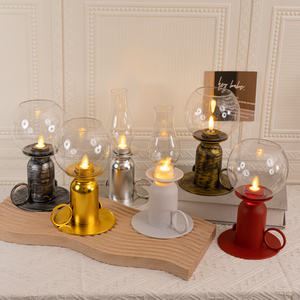 Plástico transparente redondo querosene lâmpada vela flameless LED vela retro querosene lâmpada home decor partido evento decoração interior - Product Image 2