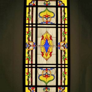 Plafonnier décoratif personnalisable en verre teinté, style Tiffany, avec cadre en fer forgé, motif creux, pour église et décoration de ciel de scène - Product Image 5