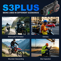 Intercom pour casque de moto S3PLUS-B avec caméra 2K, 6 motards, interphone full duplex 1800M, Bluetooth 5.1, enregistreur DVR