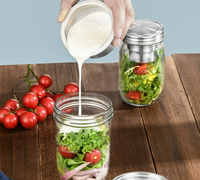 Stoples Kaca Salad 480ml, Wadah Penyimpanan Makanan dengan Tutup Stainless Steel untuk Persiapan Masakan