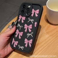 Coque antichoc en TPU rose et blanc avec motif animal en forme de nœud pour iPhone 15 Pro Max, 14 Pro, 13/12/11 – Esthétique douce et féminine