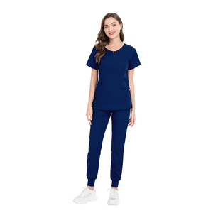 Uniforme d'hôpital pour femmes Nouveau style Vente en gros Ensemble infirmière Robe chirurgicale Manches courtes extensibles Hauts Pantalons Coton/Polyester/Spandex - Product Image 4