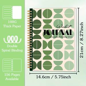 Diario de Entrenamiento A5 con Doble Espiral, Planificador de Fitness con Diario de Entrenamiento Personalizado para Medición Corporal y Seguimiento del Progreso - Product Image 1