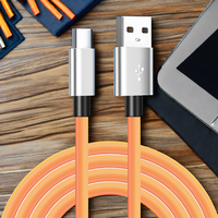 Câble de données de charge rapide personnalisé avec logo, orange, imitation gel de silice, USB A vers Type C pour téléphone