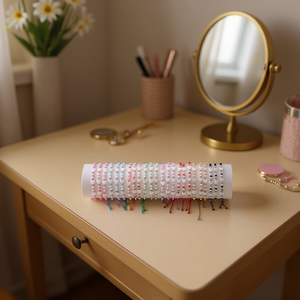 ยางรัดผมรูปหัวใจประดับลูกปัดหลากสี แพ็คกล่อง 2400 ชิ้น สำหรับผู้หญิงและเด็กผู้หญิง - Product Image 3