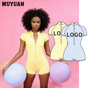 Nouvelle Arrivée 2026 – Combinaison Sport Décontractée <span class=keywords><strong>Femme</strong></span> en Coton Premium à Manches Courtes avec Logo Personnalisable et Fermeture Éclair Originale - Product Image 1